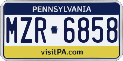 PA license plate MZR6858