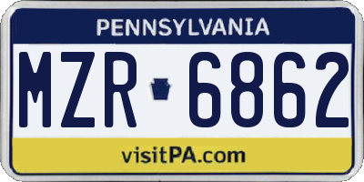 PA license plate MZR6862