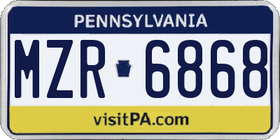 PA license plate MZR6868