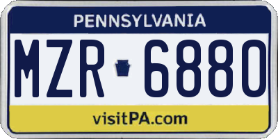 PA license plate MZR6880