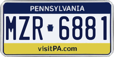 PA license plate MZR6881