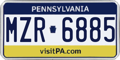 PA license plate MZR6885