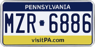 PA license plate MZR6886