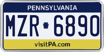 PA license plate MZR6890