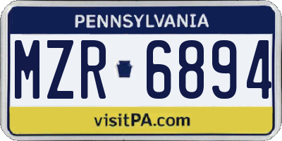 PA license plate MZR6894