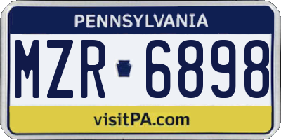 PA license plate MZR6898