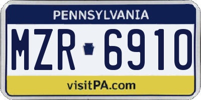 PA license plate MZR6910