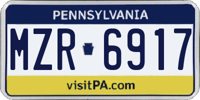 PA license plate MZR6917