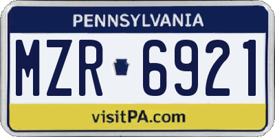 PA license plate MZR6921