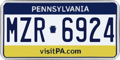 PA license plate MZR6924