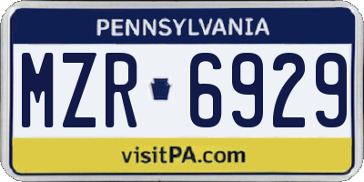 PA license plate MZR6929