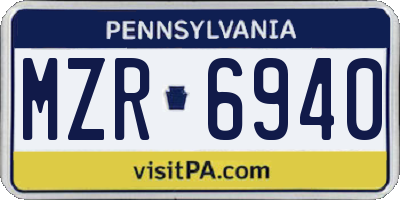 PA license plate MZR6940