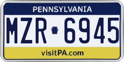 PA license plate MZR6945