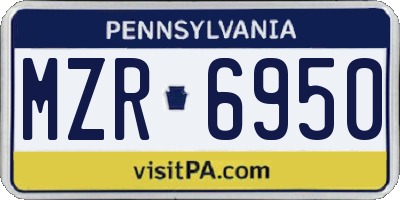 PA license plate MZR6950