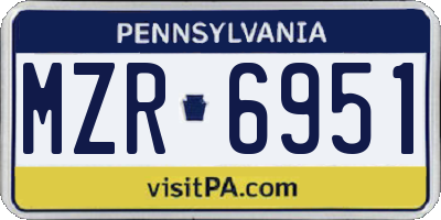 PA license plate MZR6951