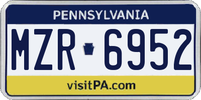 PA license plate MZR6952