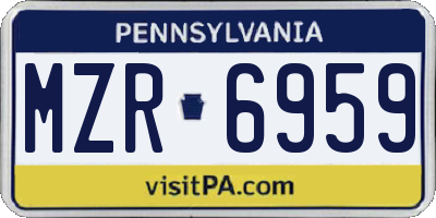 PA license plate MZR6959