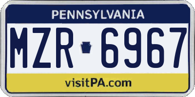 PA license plate MZR6967