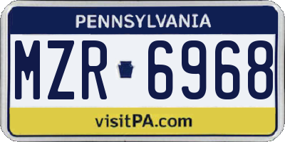 PA license plate MZR6968