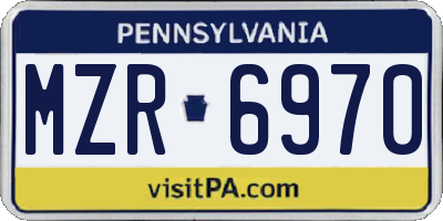 PA license plate MZR6970
