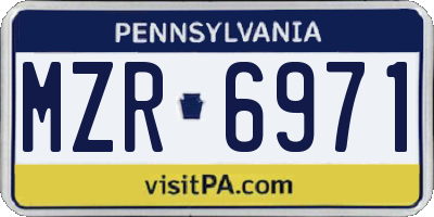 PA license plate MZR6971