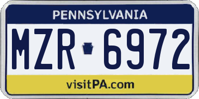 PA license plate MZR6972