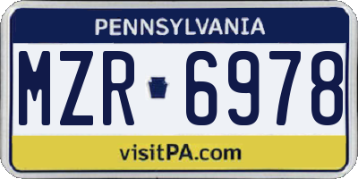 PA license plate MZR6978
