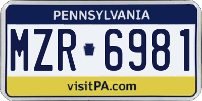 PA license plate MZR6981
