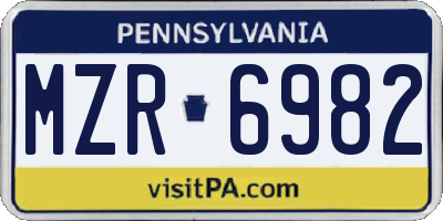PA license plate MZR6982