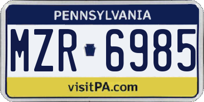 PA license plate MZR6985