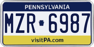 PA license plate MZR6987