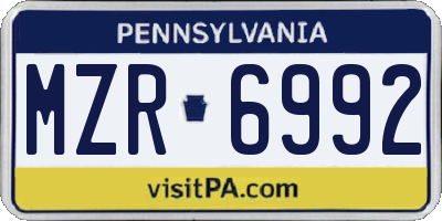 PA license plate MZR6992