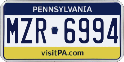 PA license plate MZR6994
