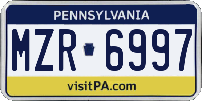 PA license plate MZR6997