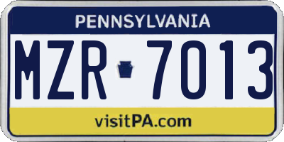 PA license plate MZR7013