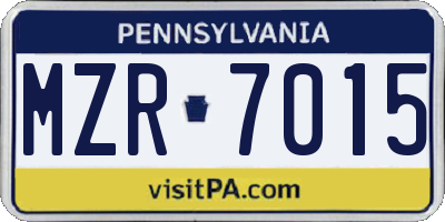 PA license plate MZR7015