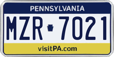 PA license plate MZR7021