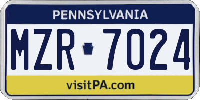 PA license plate MZR7024