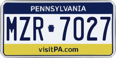 PA license plate MZR7027