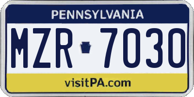PA license plate MZR7030