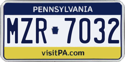 PA license plate MZR7032