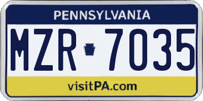 PA license plate MZR7035
