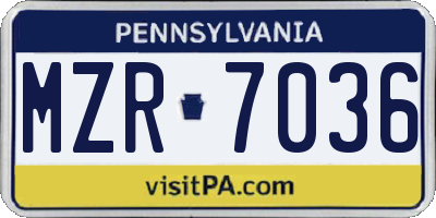 PA license plate MZR7036