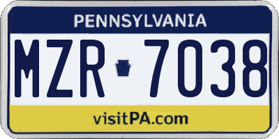 PA license plate MZR7038