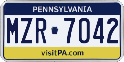PA license plate MZR7042