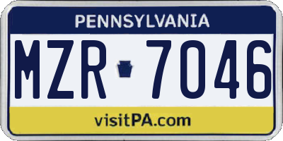 PA license plate MZR7046