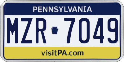 PA license plate MZR7049
