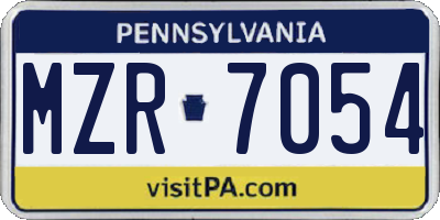 PA license plate MZR7054