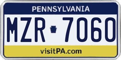 PA license plate MZR7060