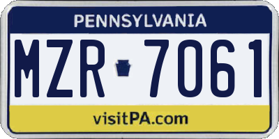 PA license plate MZR7061